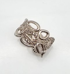 'ALE Pandora ' Rhinestone Sterling Silver Cocktail Ring Size 7 5.6 G