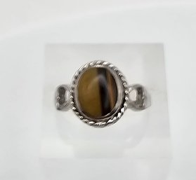 'NF' Tigers Eye Sterling Silver Ring Size 5.5 3.1 G