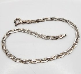 Sterling Silver Braided S Chain Bracelet 2.3 G