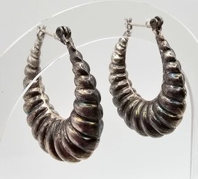 Sterling Silver Hollow Form Earrings 10.6 G