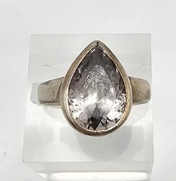 Rhinestone Sterling Silver Cocktail Ring Size 8 6.7 G