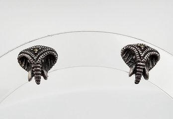Marcasite Sterling Silver Elephant Earrings 2.5 G