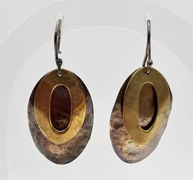 'ATI' Mexico Sterling Silver Brass Drop Dangle Earrings 9.5 G
