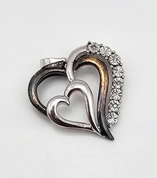 'AU' Diamond Sterling Silver Heart Pendant 2.2 G