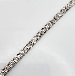 'CT' Diamond Sterling Silver Tennis Bracelet 13.8 G