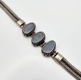 Opal Sterling Silver Toggle Bracelet 26.5 G