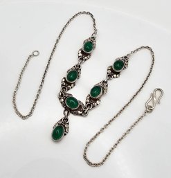 Green Sterling Silver Necklace 14.1 G