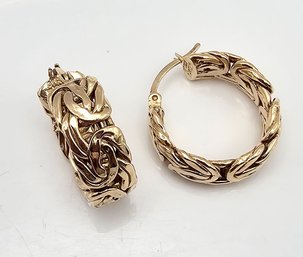 'OT' Turkey Gold Over Sterling Silver Byzantine Hoop Earrings 5.6 G