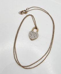 'AG' Rhinestone Gold Over Sterling Silver Heart Necklace 3.1 G