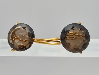 Smoky Quartz Gold Over Sterling Silver Drop Dangle Earrings 5.6 G