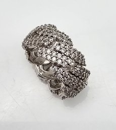 'GLD' Rhinestone Sterling Silver Cocktail Ring 7 14 G