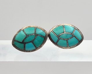 Turquoise Sterling Silver Earrings 2.1 G