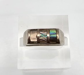 'NF' Abalone Sterling Silver Ring Size 6 4.5 G