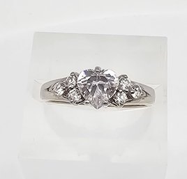'ATI' Rhinestone Sterling Silver Cocktail Ring Size 6 2 G