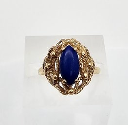 Natural Blue Stone 14K Gold Cocktail Ring Size 4.75 2.5 G