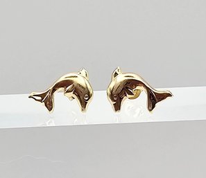 'JCM' 14K Gold Dolphin Earrings 0.4 G