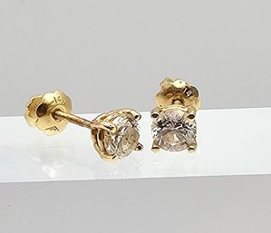 Diamond 14K Gold Stud Earrings 0.9 G