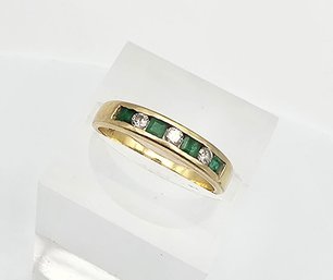 'CKC' Diamond Emerald 14K Gold Cocktail Ring Size 6 2.2 G