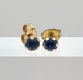 Blue Stone 14K Gold Earrings 0.5 G