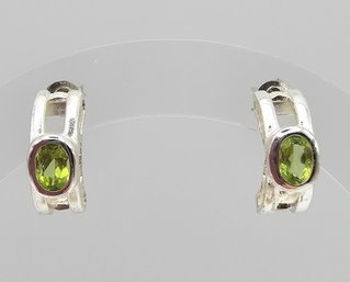 Peridot Sterling Silver Hoop Earrings 2.9 G