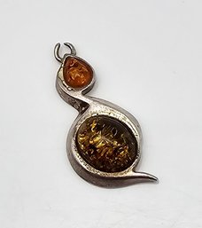 Amber Sterling Silver Pendant 2.5 G