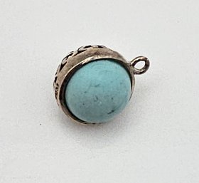 'CM' Turquoise Sterling Silver Pendant 1.9 G