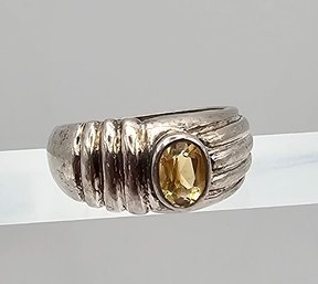 Citrine Sterling Silver Cocktail Ring Size 5.5 4.3 G