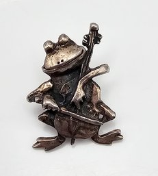 Sterling Silver Musical Frog Pin 5.3 G