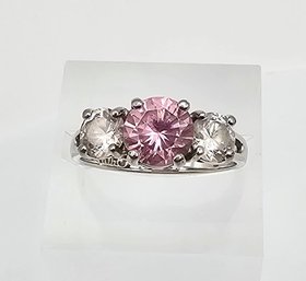 Ross Simons Pink Tourmaline Sterling Silver Cocktail Ring Size 6.75 3.2 G