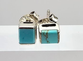 Turquoise Sterling Silver Earrings 1.4 G