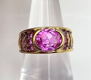 Ross Simons Ruby Gold Over Sterling Silver Cocktail Ring Size 7.5 6.9 G
