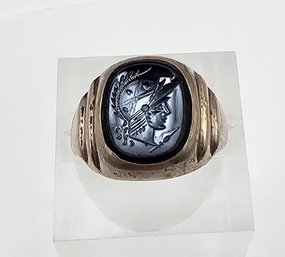 Uncas Intaglio Sterling Silver Ring Size 5.5 4.1 G