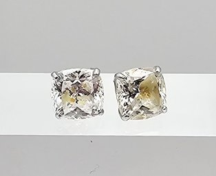 Clear Stone 14K Gold Earrings 1.2 G