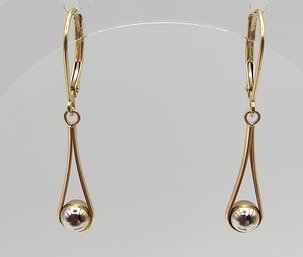 'JCM' 14K Gold Drop Dangle Earrings 1.1 G