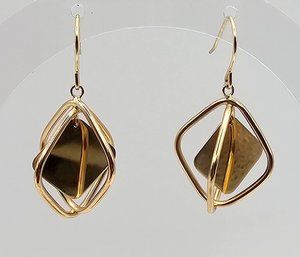 'JCM' 14K Gold Cage Drop Dangle Earrings 2.6 G