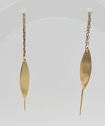 'FG' Isreal 14K Gold Leaf Threader Earrings 1 G