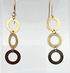 14K Gold Circle Drop Dangle Earrings 1.4 G