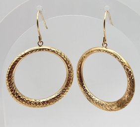 'JCM' 14K Gold Drop Dangle Circle Earrings 2.5 G