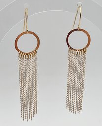 'CC' 14K Gold Fringe Dangle Earrings 1.5 G