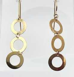 'EG' Isreal 14K Gold Circle Drop Dangle Earrings 1.3 G