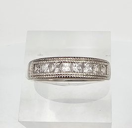 'A' Rhinestone Sterling Silver Cocktail Ring Size 7.5 3.1 G