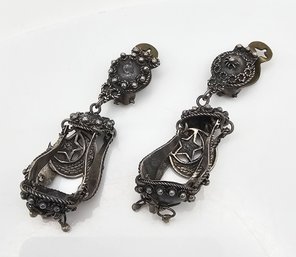 Sterling Silver Etruscan Lantern Drop Dangle Earrings 11.7 G