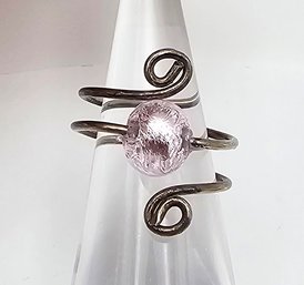 Glass Sterling Silver Ring Size 8 2.7 G