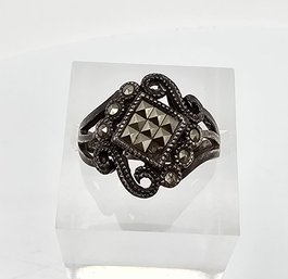 Marcasite Sterling Silver Cocktail Ring Size 5.75 3.5 G
