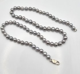 Gray Pearl Sterling Silver Necklace 48.5  G