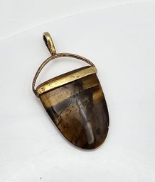 Tigers Eye Gold Over Sterling Silver Pendant 5.4 G