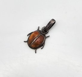 'B' Enamel Beetle Bug Sterling Silver Pendant 1.2 G