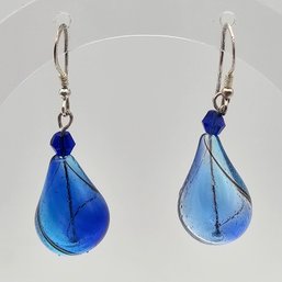 Art Glass Sterling Silver Drop Dangle Earrings 4 G