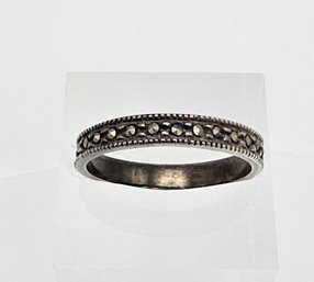 'HAN' Marcasite Sterling Silver Cocktail Ring Size 7.5 2.2 G