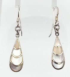 Mother Of Pearl Sterling Silver Drop Dangle Earrings 2.6 G